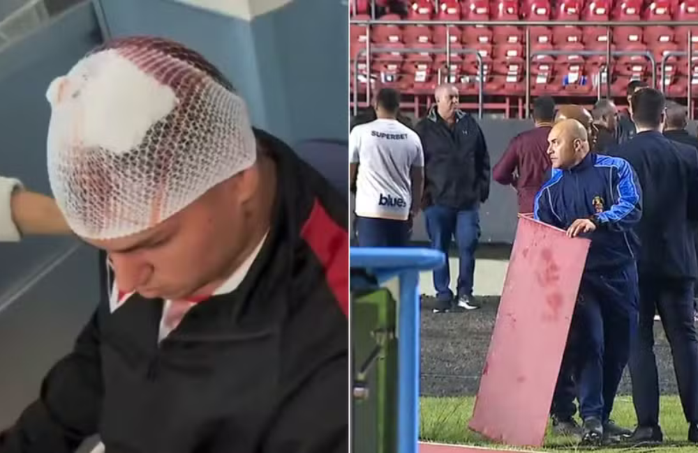 Placa de publicidade acerta torcedores do São Paulo Divulgação: X