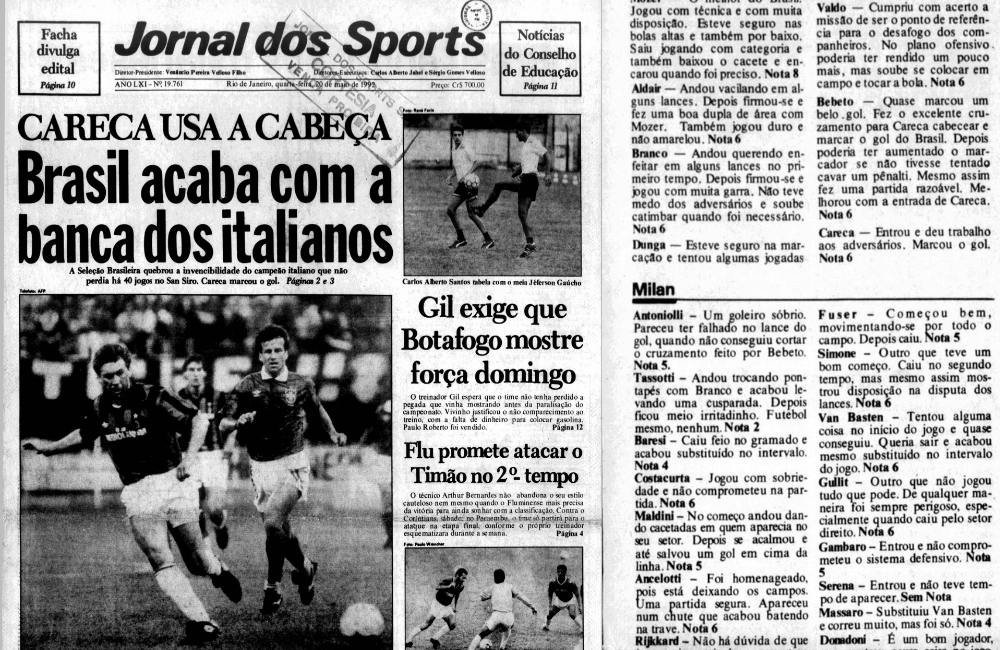 O dia que Ancelotti recebeu nota 6 do JS Divulgação: arquivo pessoal