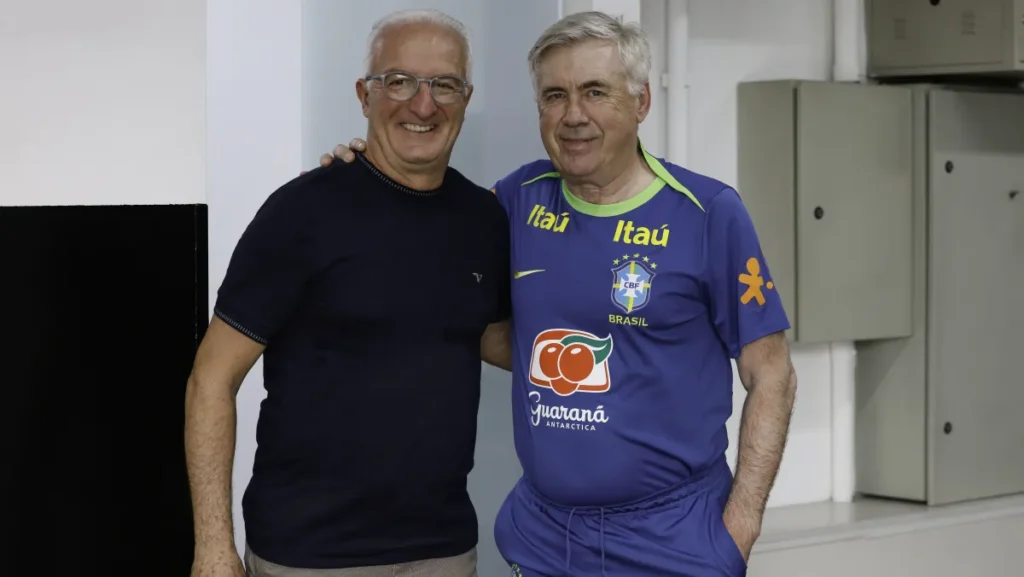 Dorival encontra Ancelotti em CT do Corinthians • Foto: @rafaelribeirorio I CBF