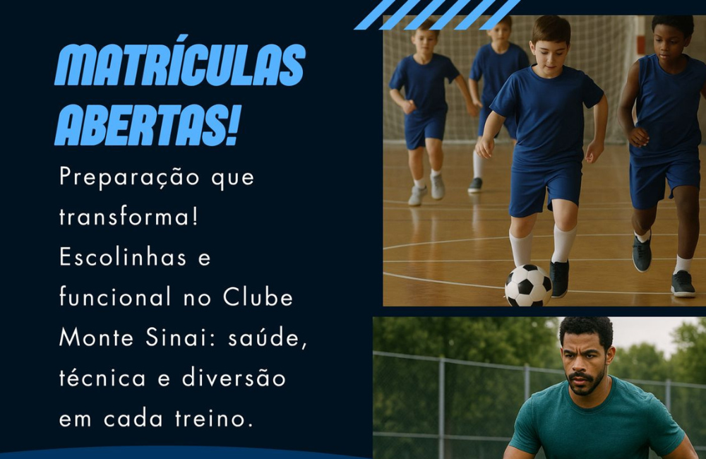 Clube Monte Sinai abre matrículas para novo projeto esportivo com aulas de futsal, funcional e basquete Foto: divulgação