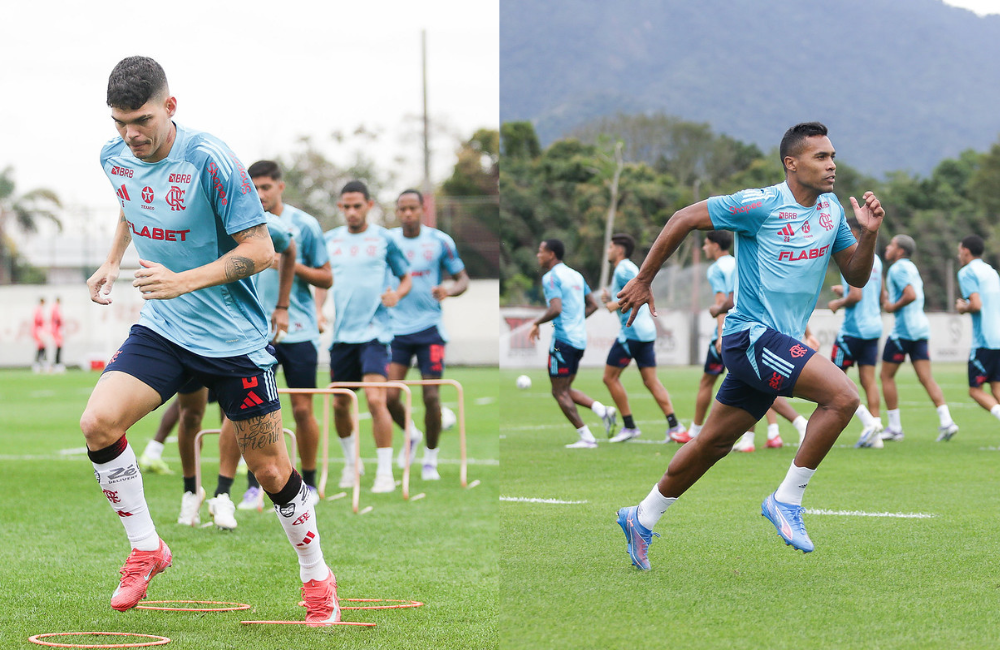 Alex Sandro e Ayrton Lucas voltam aos treinos e podem reforçar o Flamengo na Copa do Brasil Divulgação: Flamengo