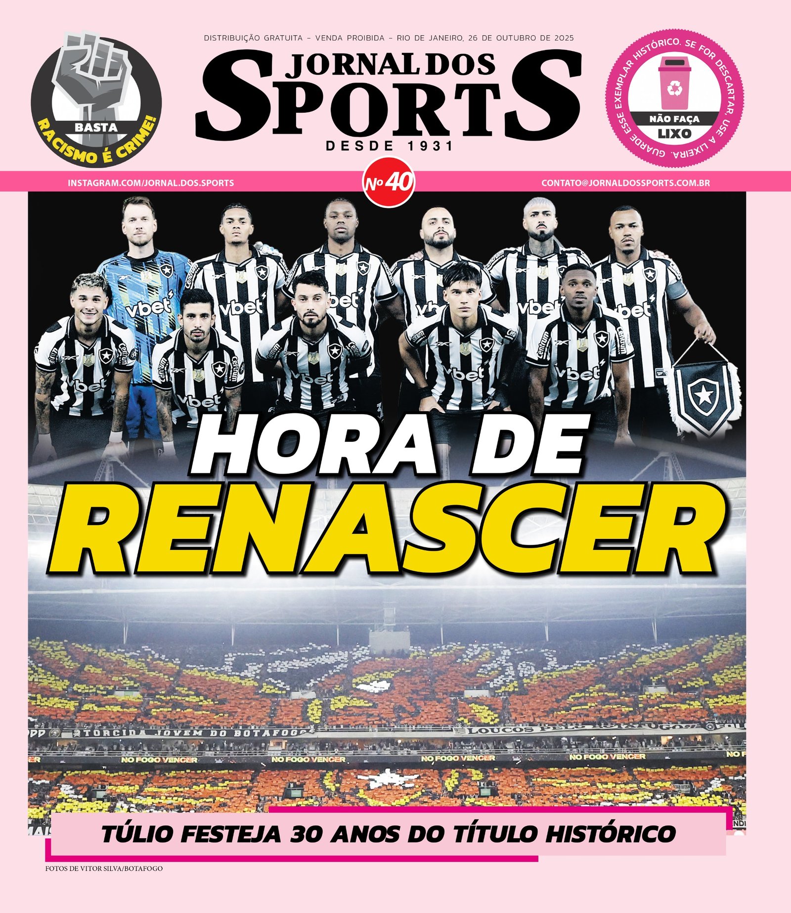 JORNAL DOS SPORTS - BOTAFOGO X SANTOS - 26-10-25