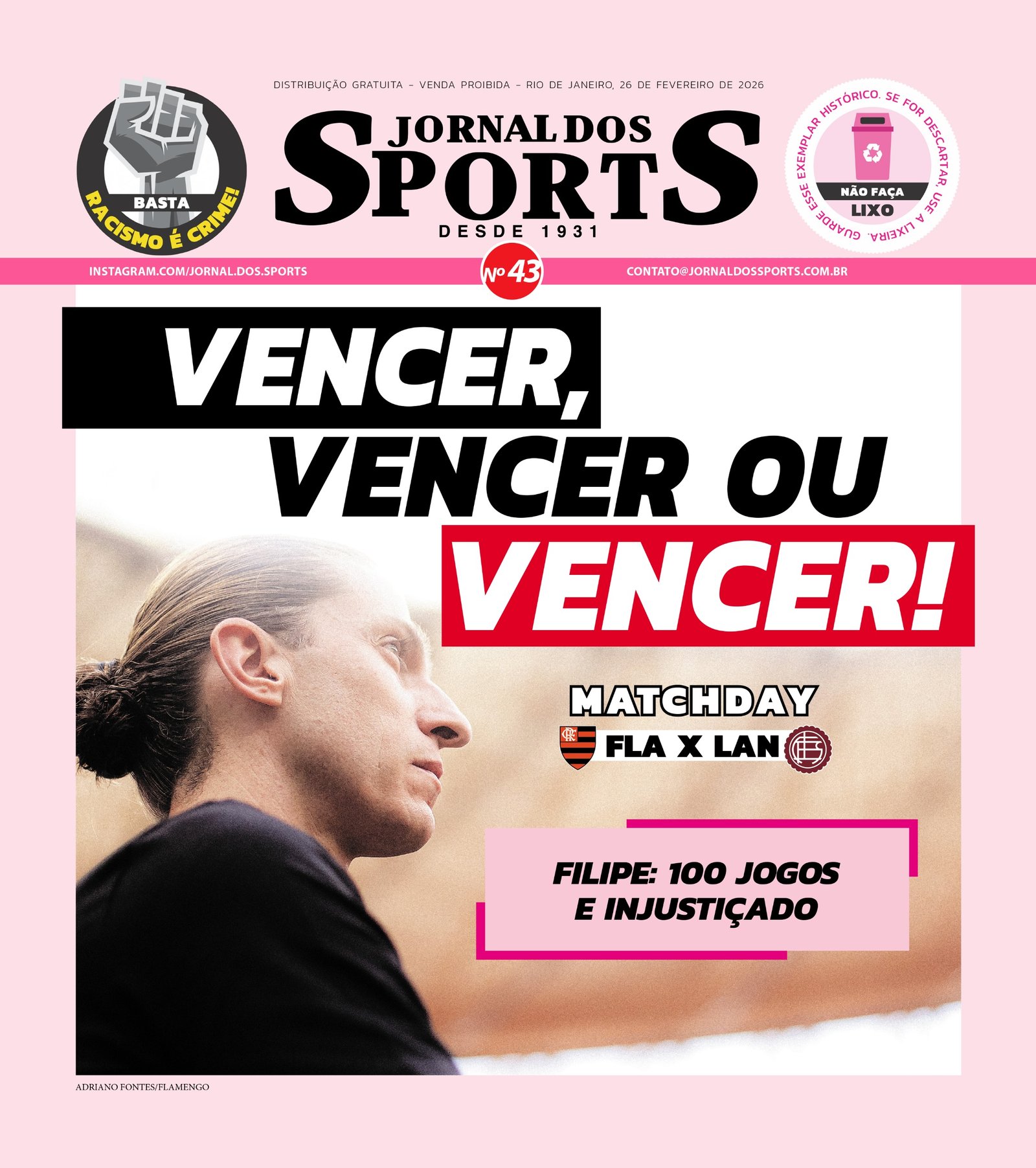 JORNAL DOS SPORTS - FLAMENGO X LANUS - FINAL DA RECOPA - 26-02-26