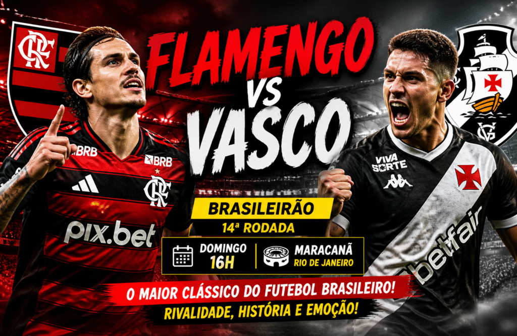 Flamengo x Vasco no Maracanã pela 14ª rodada do Brasileirão
