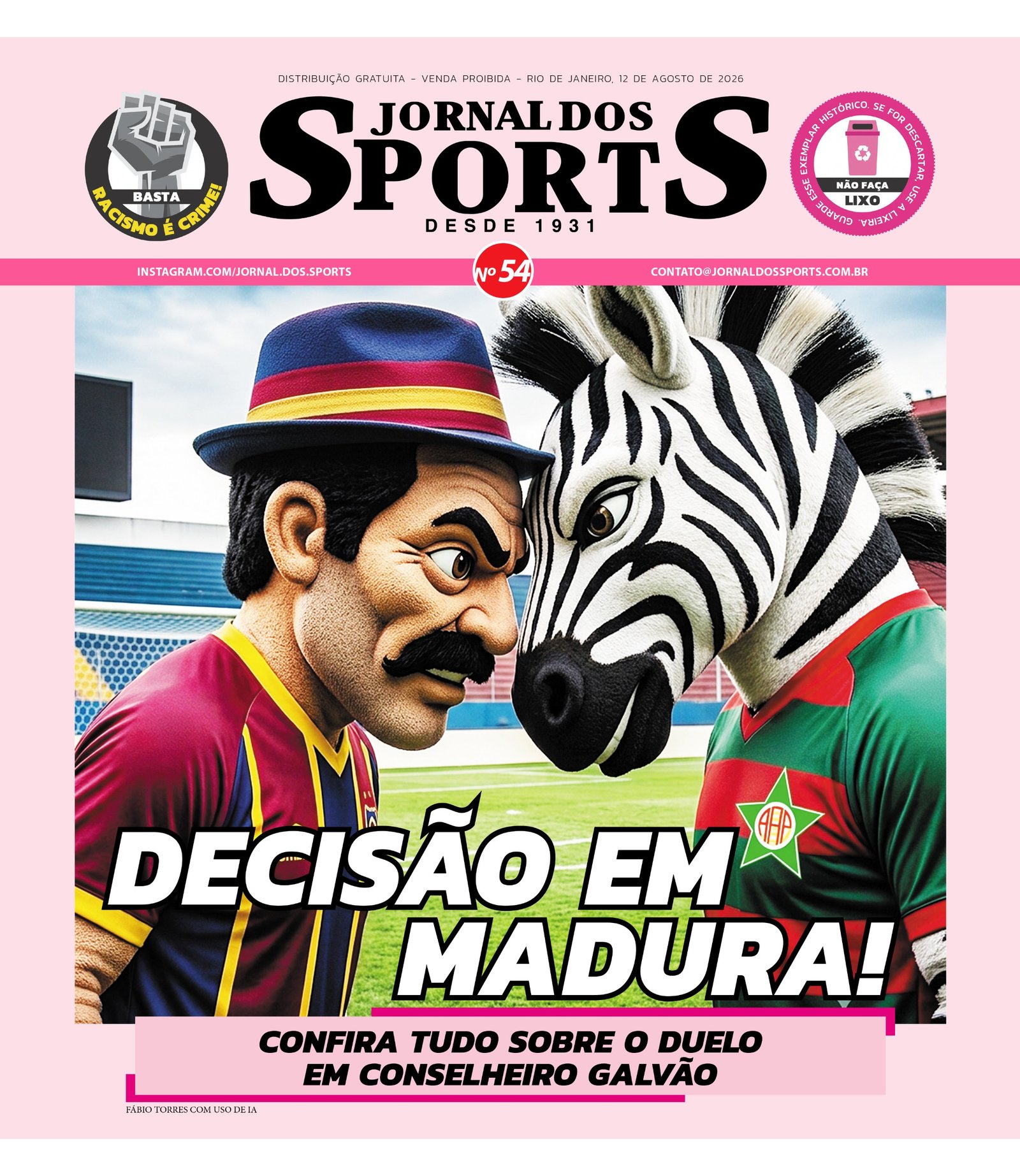 Capa do Match Day de MADUREIRA x PORTUGUESA-RJ pelo Jornal dos Sports